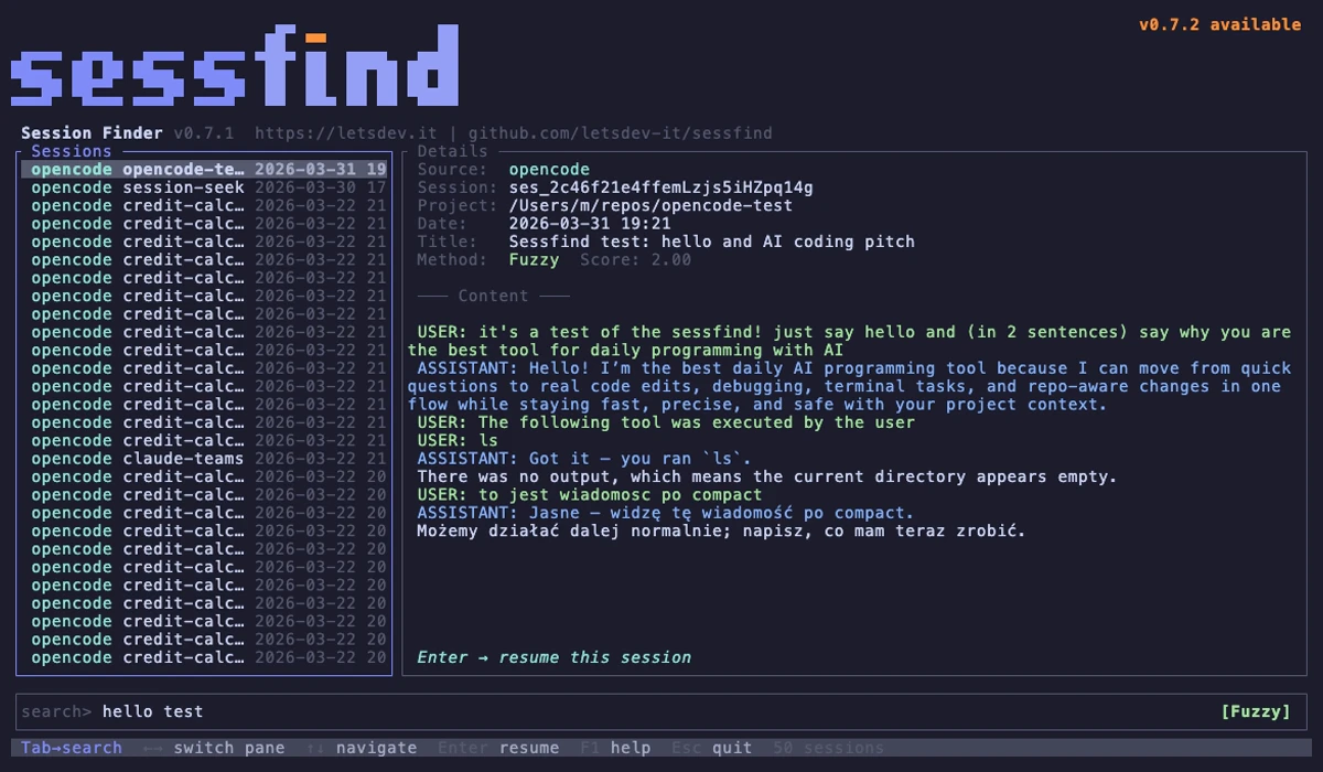 sessfind Fuzzy search mode